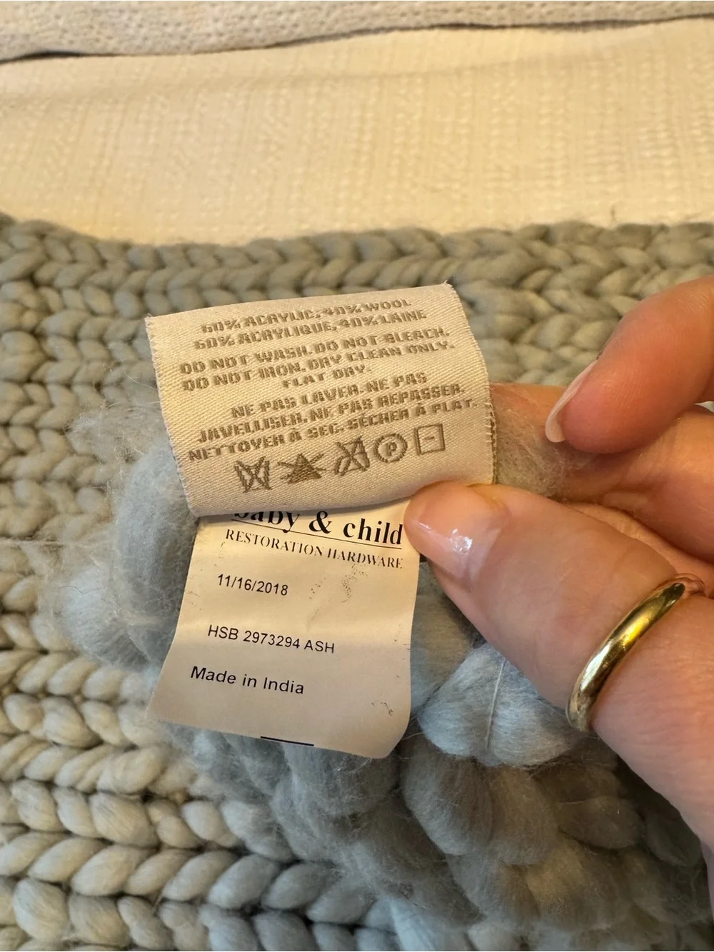 RH Baby & Child Chunky Hand-Knit Stroller Blanket